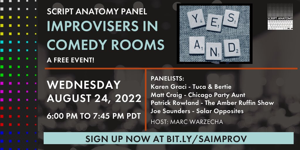 ShutUpILoveIt1's tweet image. Love SOLAR OPPOSITES? How about TUCA &amp;amp; BERTIE? @Syeeel and I put together an online panel with a few amazing writers who all started out doing improv! RSVP: bit.ly/SAIMPROV #improv #improvcomedy #comedywriter @ScriptAnatomy
