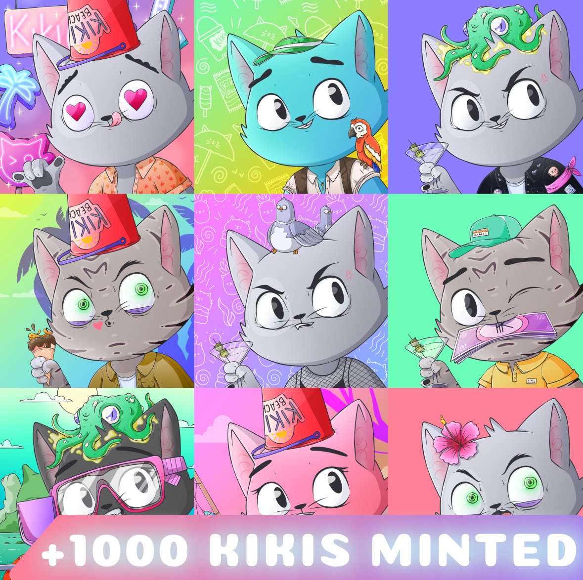KikiCityNFT's tweet photo. 🏖️ Congratulations Kikis! We've reached over 1000 Kikis minted, now that's what we call a Beach Party!
🍹 Get yours at https://t.co/eD1W2ccTYo! https://t.co/jyriXGXucE