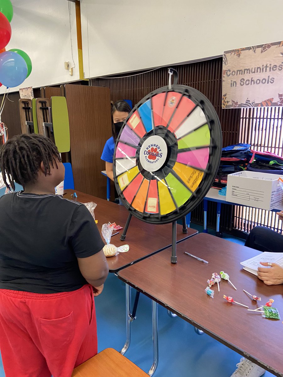KennedyCougs's tweet photo. Come spin the wheel to win FREE school supplies for the 2022-2023 school year! @AliefISD #SafariToSuccess #ExcellentOnPurpose https://t.co/CULp7Micio