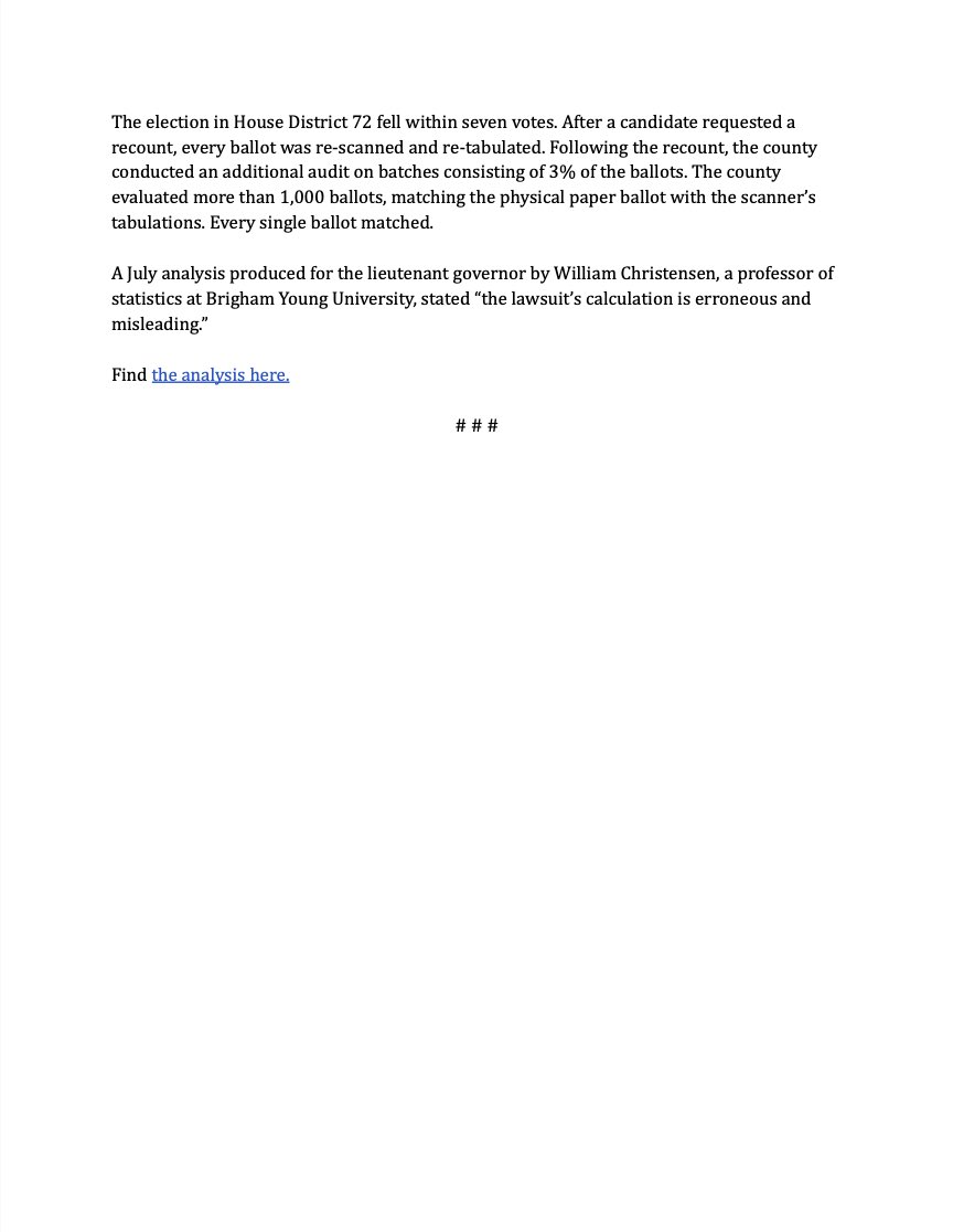 LGHendersonUtah's tweet photo. My statement on the withdrawal of the House District 72 lawsuit. https://t.co/cvUbITdptE