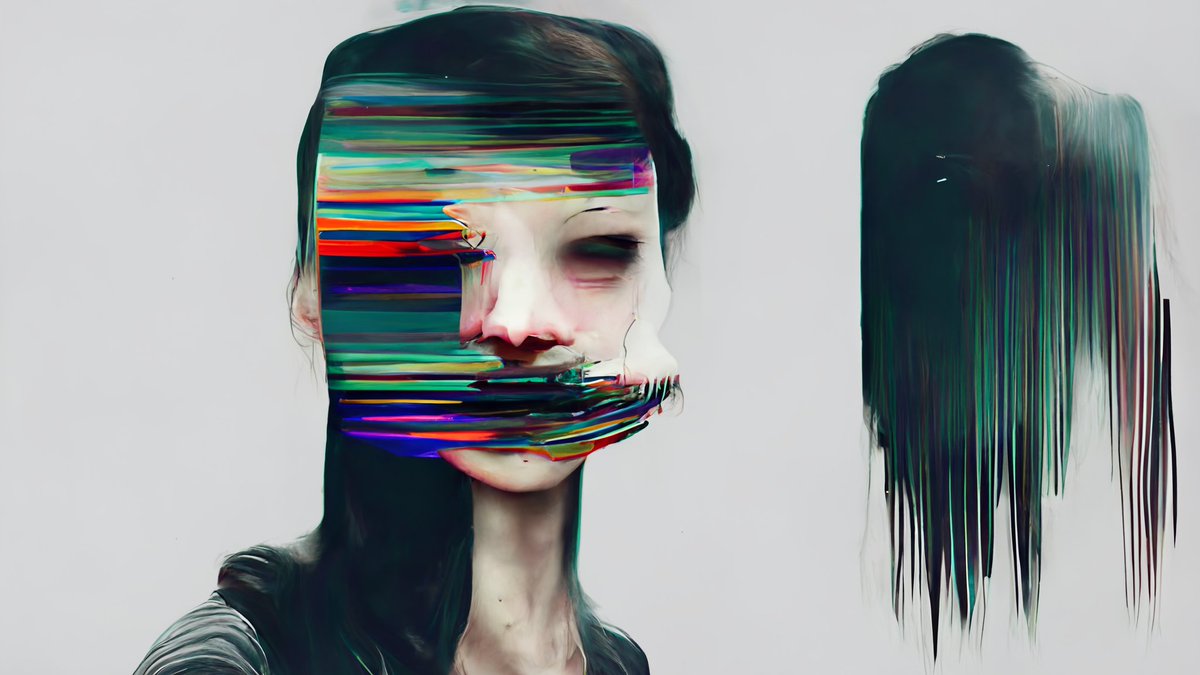 glitchsight's tweet photo. @pinkinkgallery @midjourney "glitch face" @CryingPrism @mushvisuals @ArchJourney https://t.co/Y0NCGVnSCa