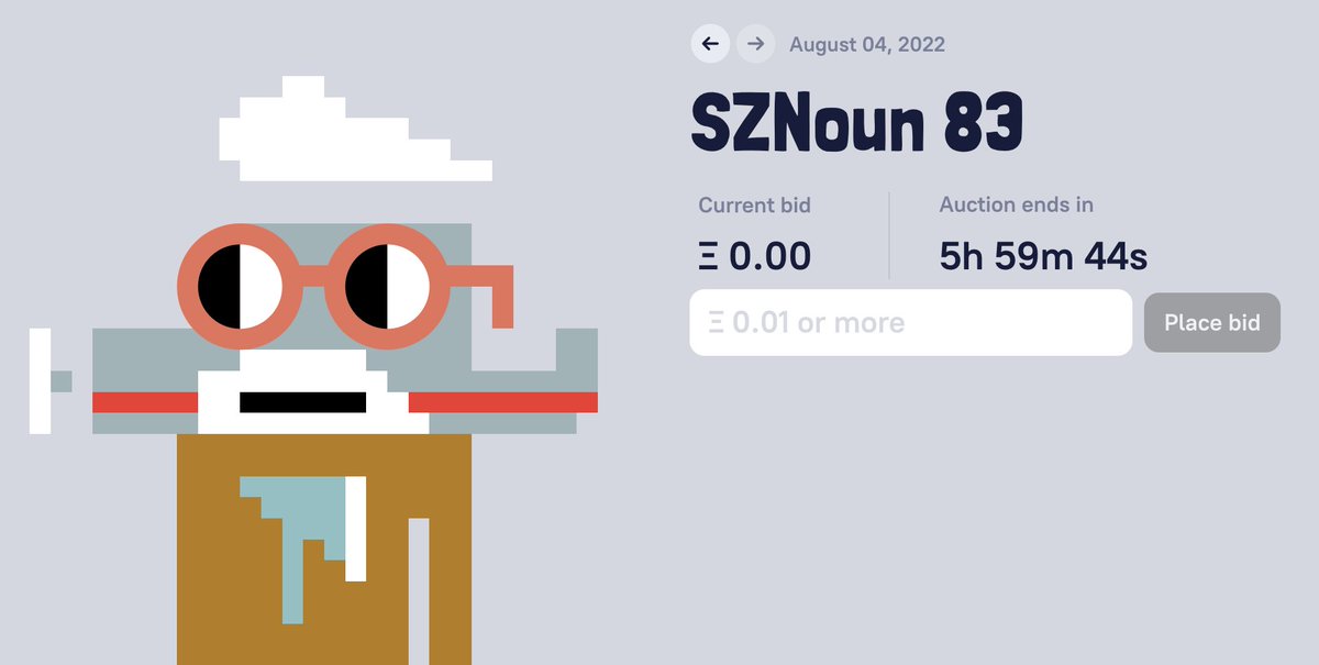 Things be cooking in the sznouns discord ◐-◐¬ 
discord.gg/szns come join us in the #sznouners-general channel!

Bid for #83 is up at sznouns.wtf