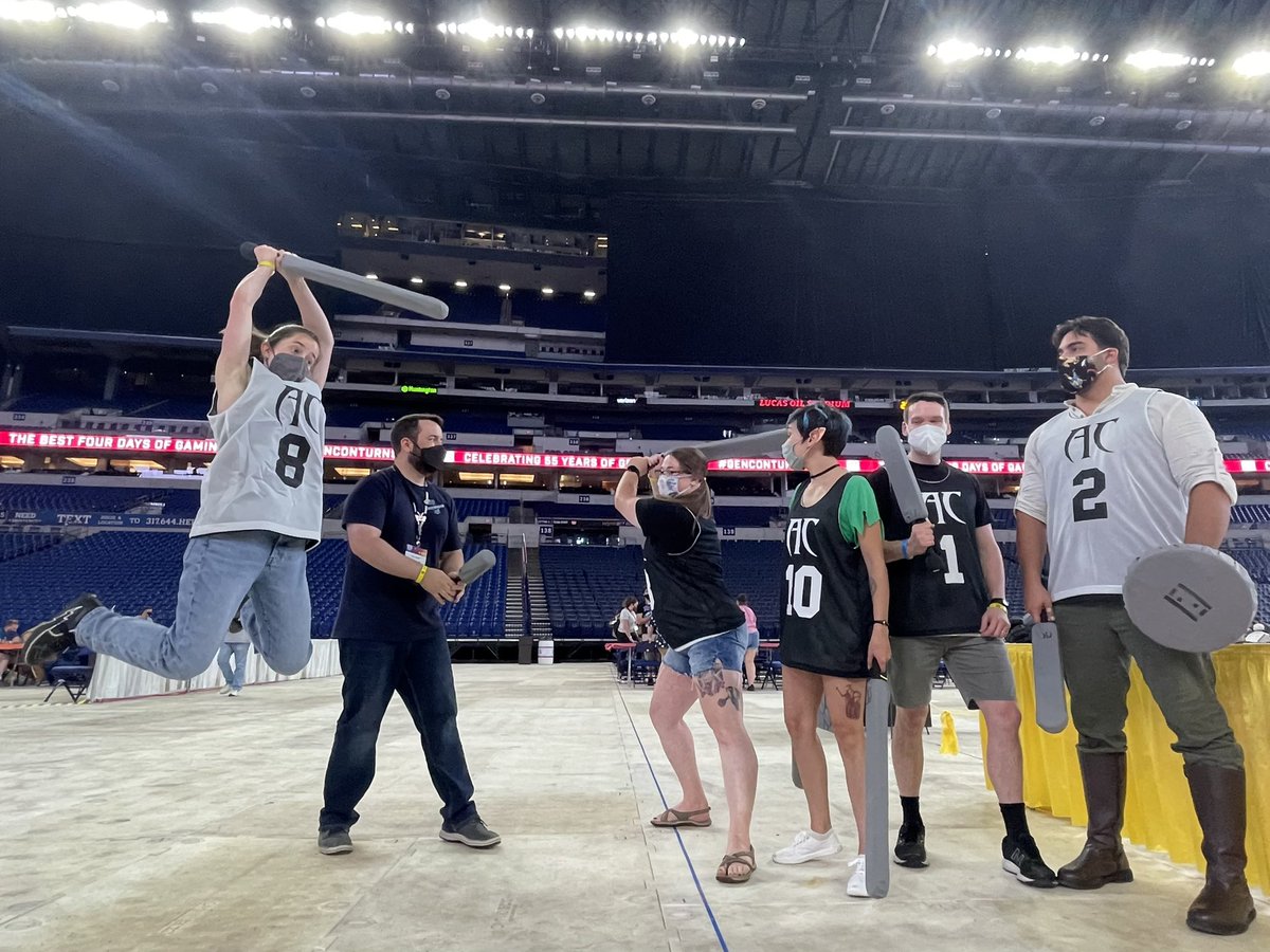 thecritshow's tweet image. The cast of #TheCritshow had a blast doing some foam weapon fighting with the #CritCrew and @armed_combat. Thank you for having us! #GenCon