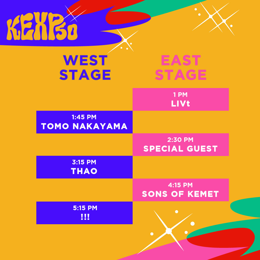 🎂 <a href="/kexp/">kexp</a> 50 set times are here! Celebrate our beloved station's birthday on Saturday and see live performances from <a href="/chkchkchk/">!!!</a>, <a href="/SonsOfKemet/">Sons Of Kemet</a>, <a href="/thaogetstaydown/">Thao</a>, <a href="/tomonakayama/">中山智司</a>, @LIV_musiq, and a special guest, all for FREE! Learn more here: do206.com/events/2022/8/…