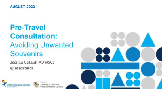 Dr. <a href="/jesscataldi/">Jessica Cataldi MD</a> will be up next discussing pre-travel consultations for children.  Follow <a href="/andrewhaynes/">Andrew Haynes</a> for live tweeting #VailPedsID2022