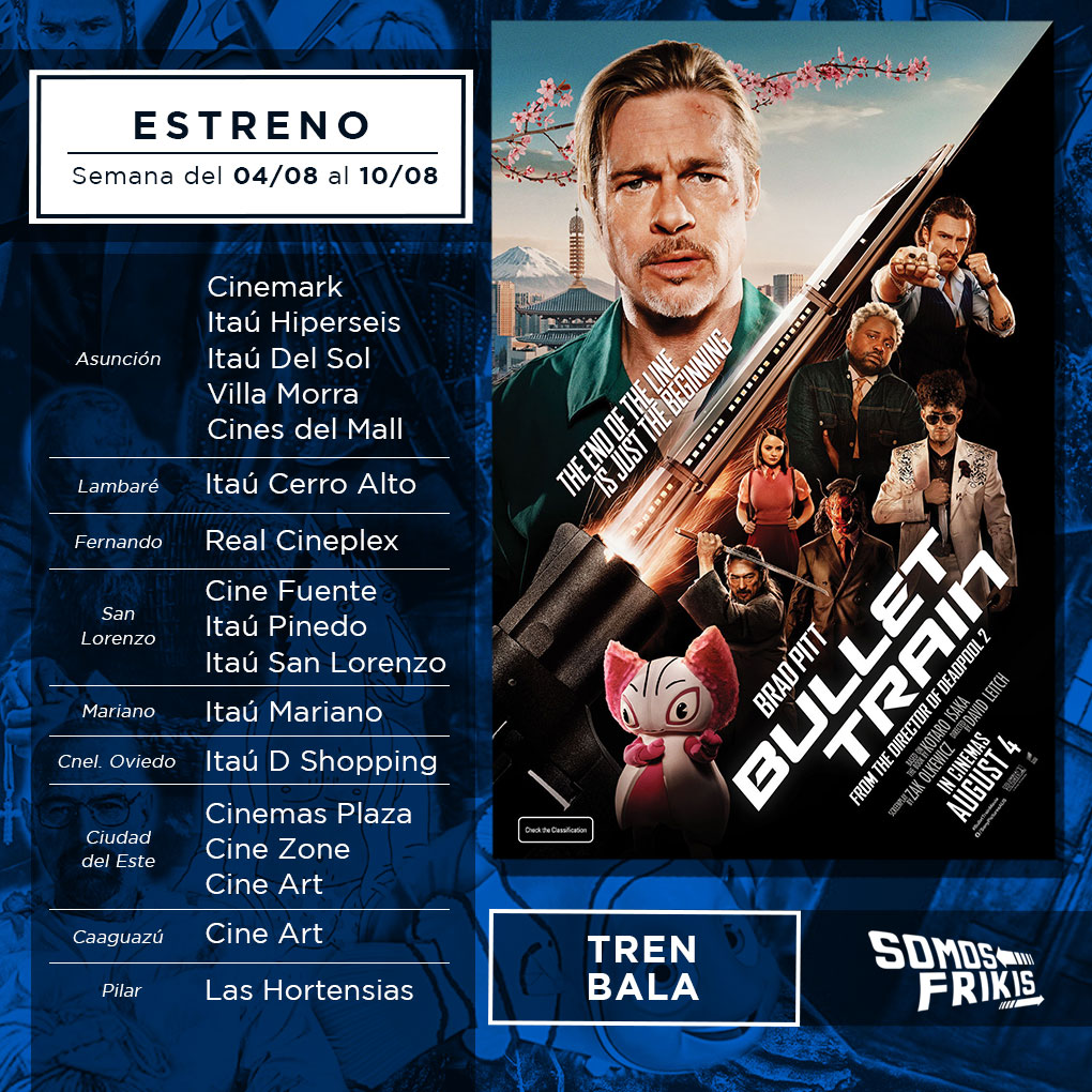 SomosFrikisPy's tweet photo. 🎬 Los estrenos de la semana del 04/08 al 10/08! 🍿🎟️

#TrenBala (#BulletTrain)
Certificado: PG-16
#JackEnLaCajaMaldita2: #ElDespertar (#TheJackInTheBox: #Awakening)
Certificado: PG-16

Hilo

#SomosFrikis #Estreno #Cartelera #Programacion #Cine #Pelicula #Cinema #Paraguay https://t.co/K5PcyQ9QNh
