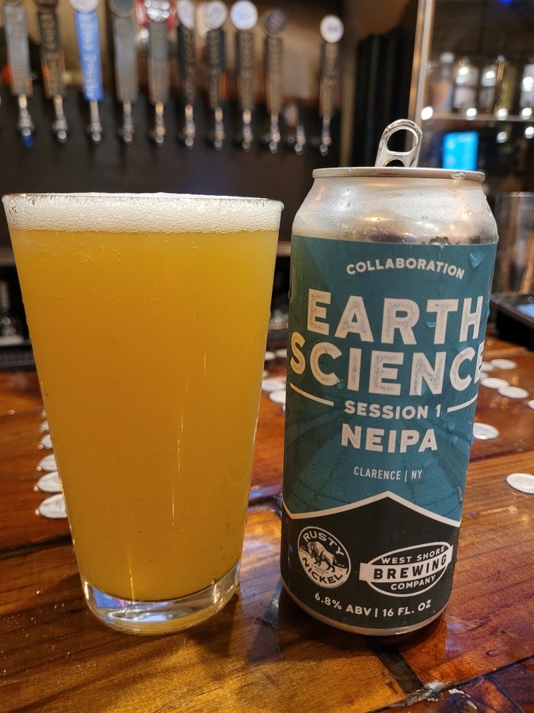 Next up for #nationalipaday is <a href="/RustyNickelBrew/">Rusty Nickel Brewing</a> x <a href="/WestShoreBrew/">West Shore Brewing</a> Earth Science: Session 1 New England IPA. This hazy is soft with nice, vibrant flavors of melon and white peach. This one was enjoyable.

👇 What are some of your favorite IPAs?

#drinklocal #drinkbetter