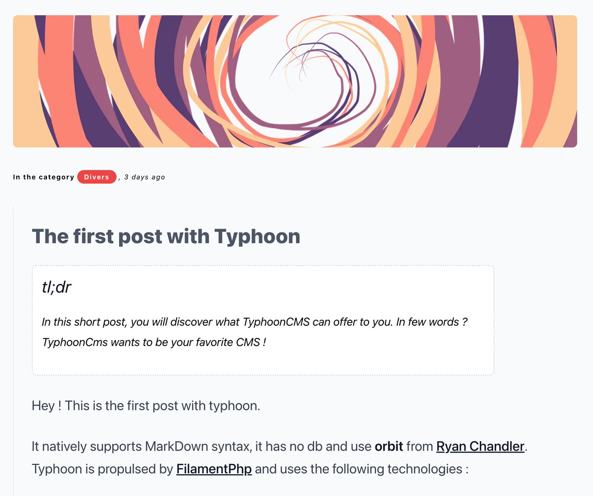 TyphoonCms's tweet photo. Hey #TyphoonCms v0.2.0 is released 🎉

What's new?
-  Add counter on fields with limited characters
- Add labels before tags and show categories for posts
- Add tl;dr to post

Do you like it? https://t.co/pBFBnQXYvk