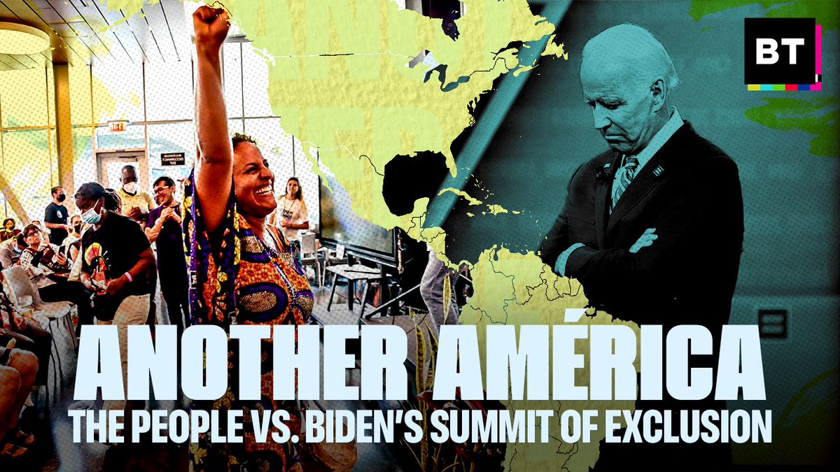 BTnewsroom's tweet photo. BT is proud to present "Another América: The People vs. Biden’s Summit of Exclusion," a short film capturing the week in Los Angeles when the movements of the hemisphere stood up to Washington.

Premieres Aug 5th at 11am ET/8am PT: https://t.co/bLiYPH773t https://t.co/XmTPrIZZu5