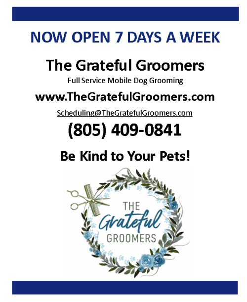 COMMUNITY FOCUS:  (Conejo Valley) The Grateful Groomers is a full service mobile dog grooming service that comes directly to your home or office. 
805-409-0841  
thegratefulgroomers.com
facebook.com/TheGratefulGro…
instagram.com/thegratefulgro…
x.com/GratefulGroomer