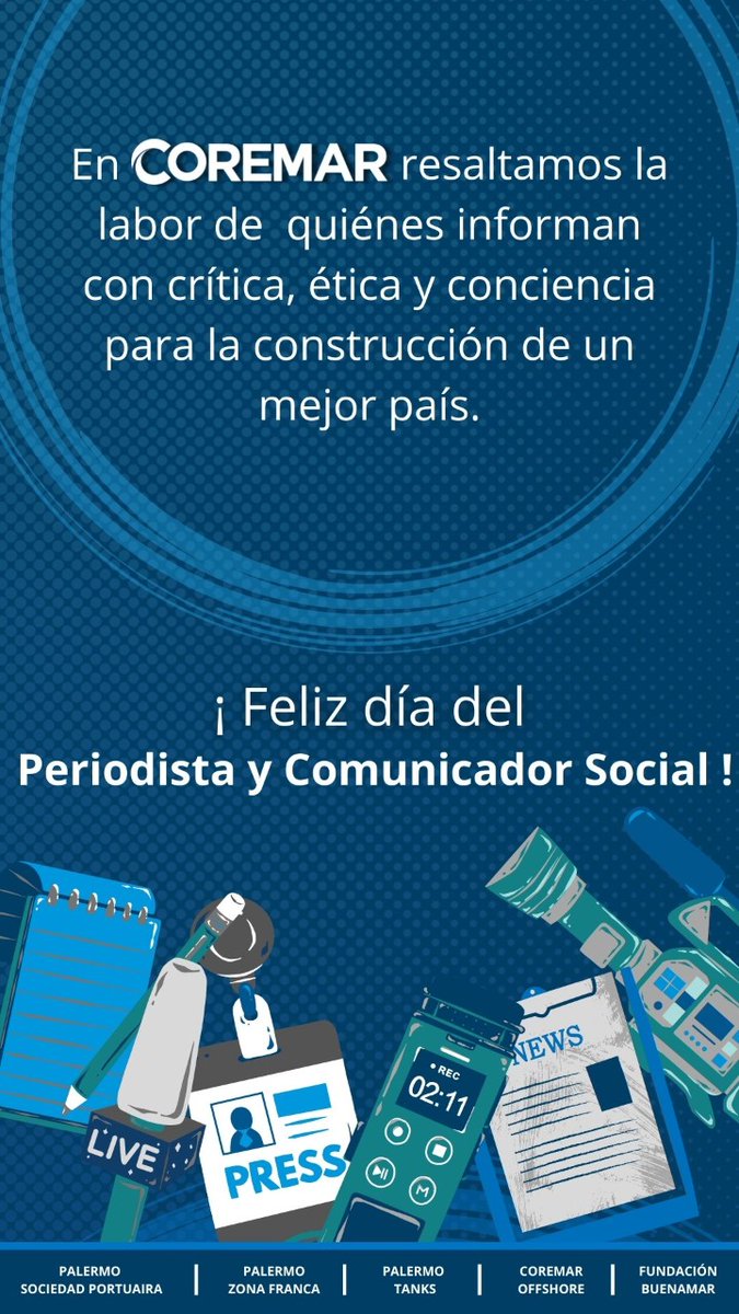 Coremarcsp's tweet image. ¡Feliz día a todos los periodistas y comunicadores sociales! #Coremar