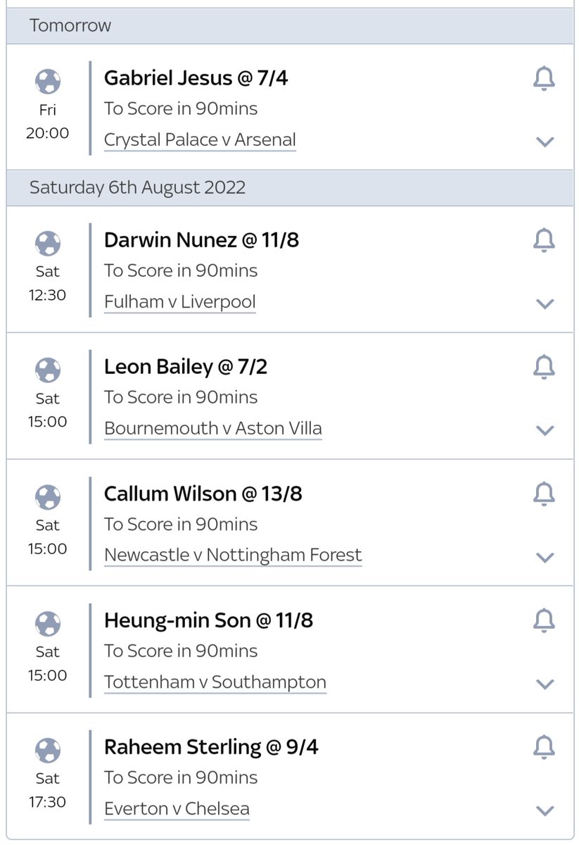 FPLGuruMack's tweet photo. So a poor person's bet is a real out there punt .. not much chance of winning (hence the odds) but can win a decent amount off a small stake - for Wk1 have picked these anytime goalscorers out for a £1 accumulator at odds of >500/1   #PremierLeague https://t.co/nAEXyuWlsU
