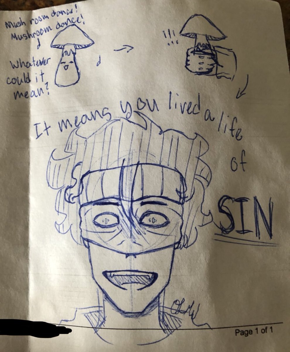 one_lonely_wall's tweet photo. Take these doodles I made on an old sheet of paper
#herokillerstain #chizomeakaguro #mushroom #mushroomdance #lifeofsin https://t.co/w87MtGcB4k