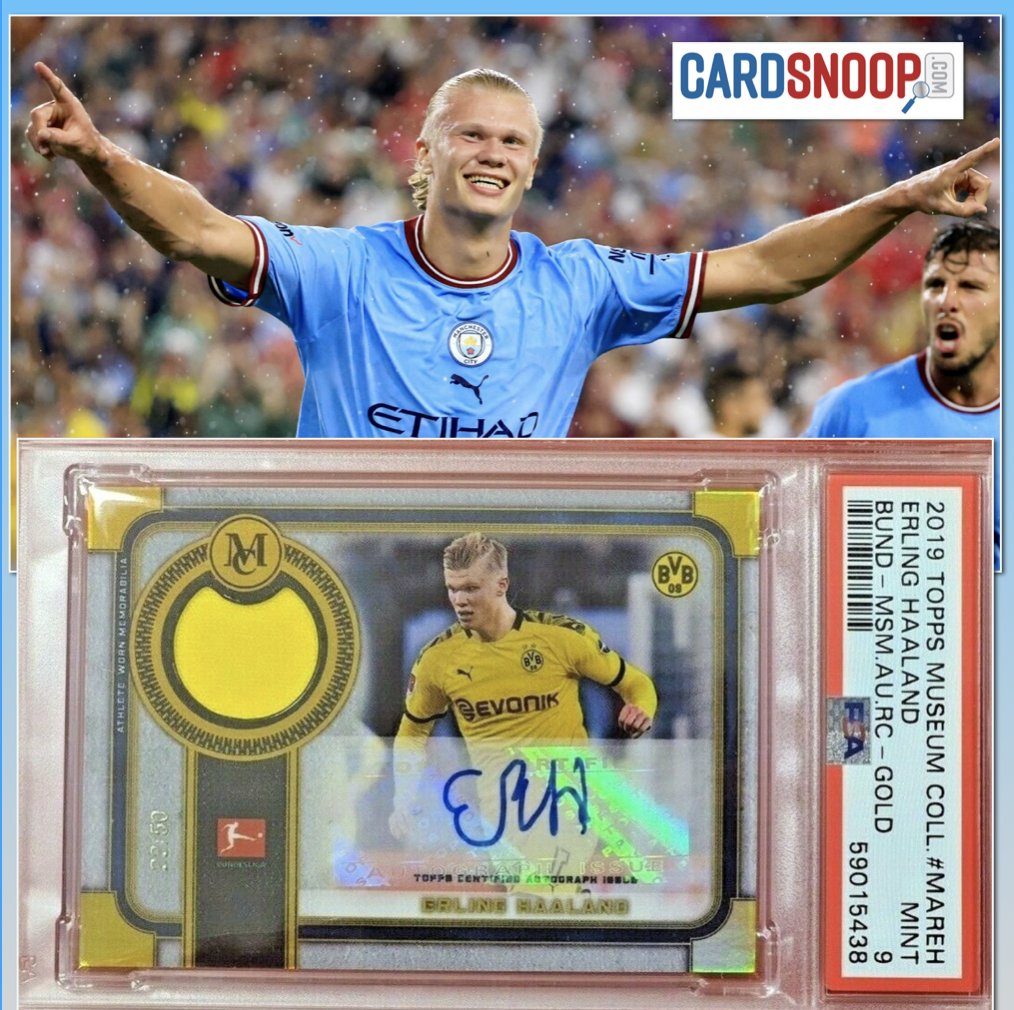 CardSnoop's tweet photo. New EPL Season Starts tomorrow.

New Star Striker drops Sunday.

#ErlingHaaland #PSA #Topps #EPL #CardSnoop #TheHobby #SoccerCards #FootballCards #FutbolCards https://t.co/DMrBLVUTcA
