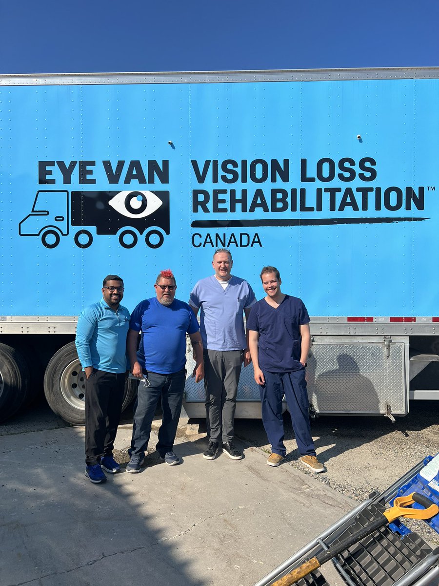 kmcreelis's tweet photo. Hello Again Twitter - Greetings from Rainy River ON - Pleased to join the great team on the #VLRCeye van @VisionLossRehab this week. One appreciative patient brought us a tasty cheesecake! @OntEyeMDs @OntariosDoctors - Helping fight vision loss in Northern Communities. https://t.co/U2zXA1Gi04