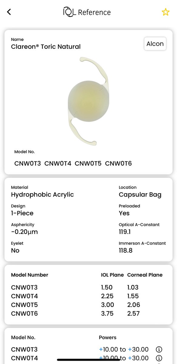 IOLReference's tweet image. What a month for IOLs! Clareon Toric and SBL-3 are live on the app!
#Ophthalmology #ophthotwitter #medtwitter