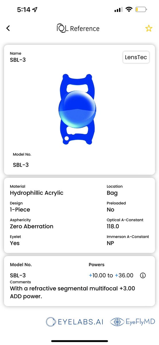 IOLReference's tweet image. What a month for IOLs! Clareon Toric and SBL-3 are live on the app!
#Ophthalmology #ophthotwitter #medtwitter