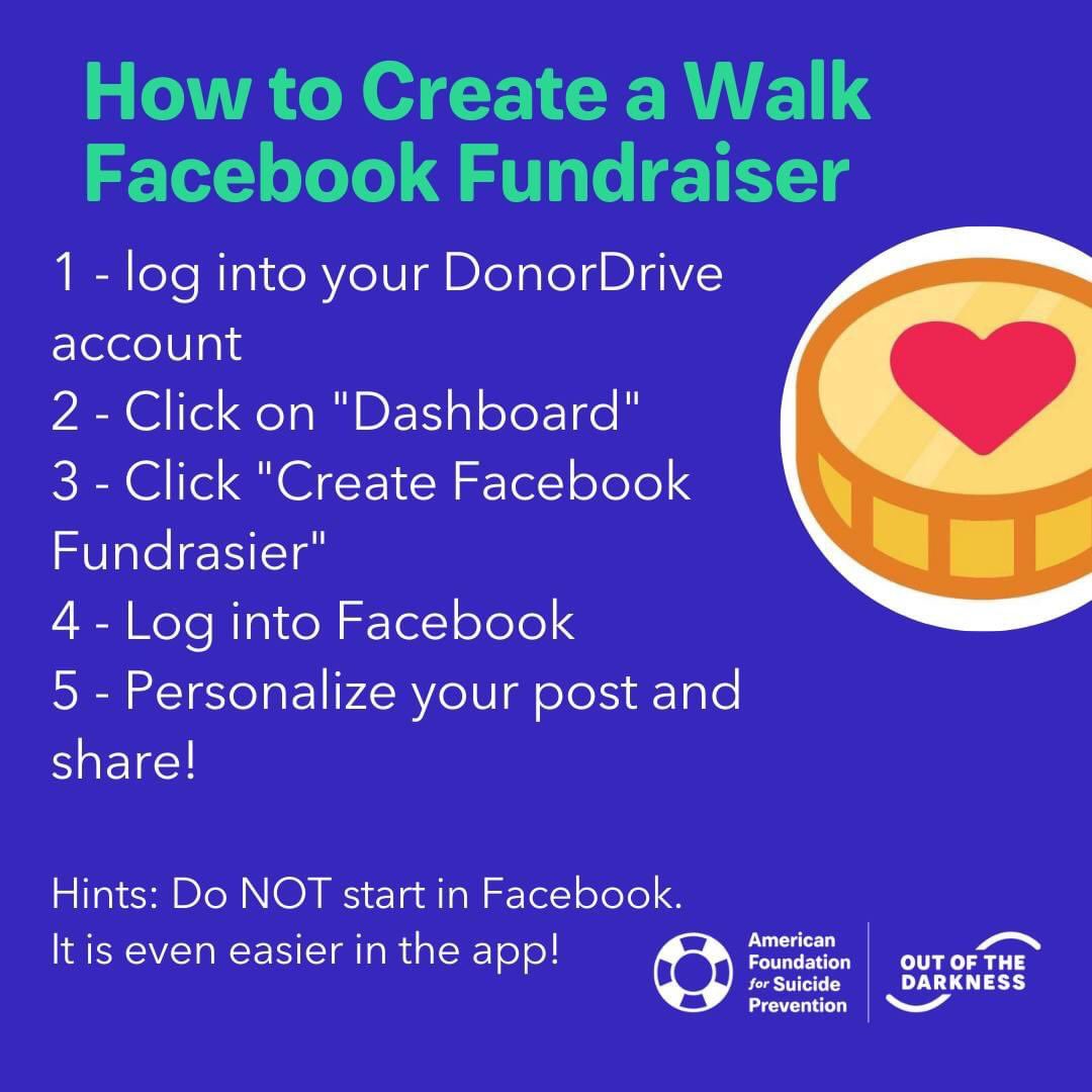 KentuckyAFSP's tweet photo. Day 4 of #31Daysand31Ways! 
Create a Facebook Fundraiser!
With the ability to link directly to your Donor Drive page, a Facebook fundraiser makes it quick and easy for family and friends to support you!  Follow the simple steps below, to get started today!
#TogetherToFightSuicide https://t.co/bGBL65amxI
