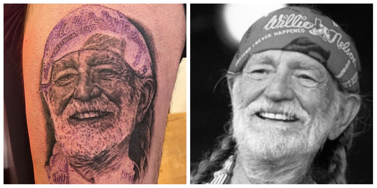 @WillieNelson @lukasnelson @FarmAid @lucktexas @outlawmusicfest @POTR @MickeyRaphael #lucktexas #willienelson @gerrit_tattoo American Icon and living legend.  Absolutely love my tattoo!