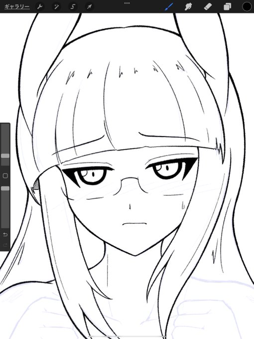 普段と毛色の違う絵なんで、仕上げも普段と違う感じ出すために少し太めな線で仕上げる。 