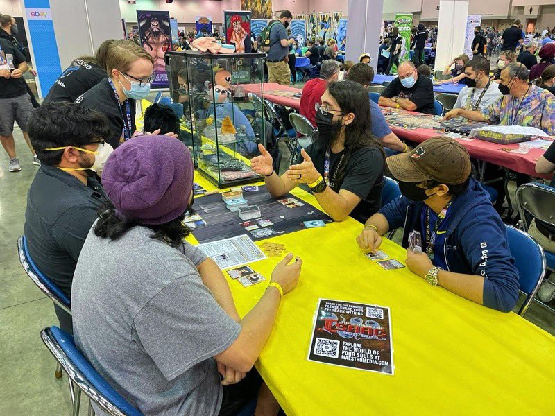 TheMaestroTeam's tweet photo. Our last few games of @edmundmcmillen Four Souls happening as we wrap up Thursday at #Gencon2022 #isaacatgencon https://t.co/orIl5Y24E9