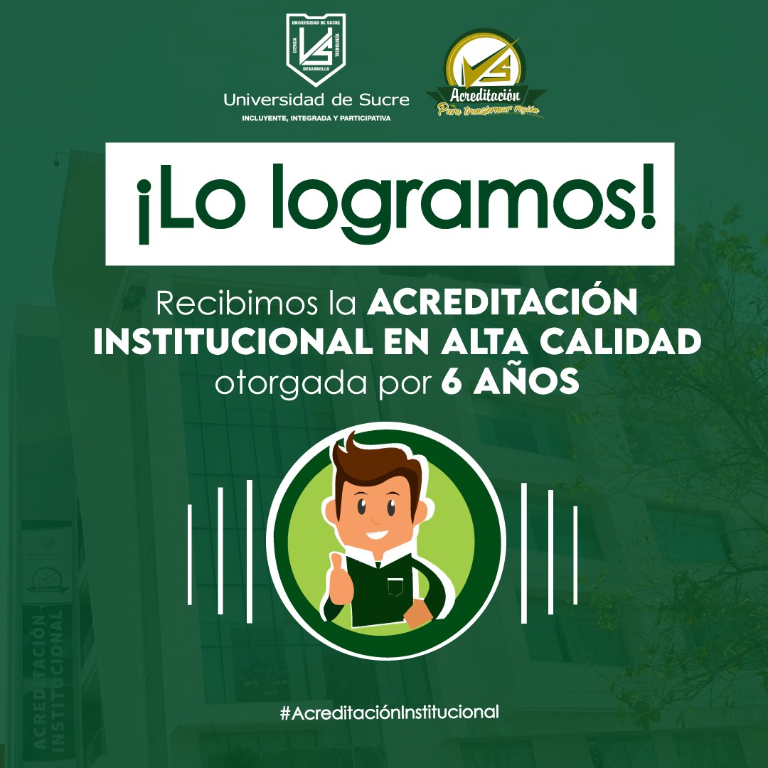 Unisucre's tweet photo. 🎉 ¡Estamos felices!🎊✔

A través de la Resolución N° 015153 nuestra #UniversidadDeSucre recibió la Acreditación Institucional de Alta Calidad por parte del Ministerio de Educación Nacional – MEN por seis (6) años. https://t.co/D8vzIriHN9

#UnisucreAcreditada https://t.co/083yMCJHTA