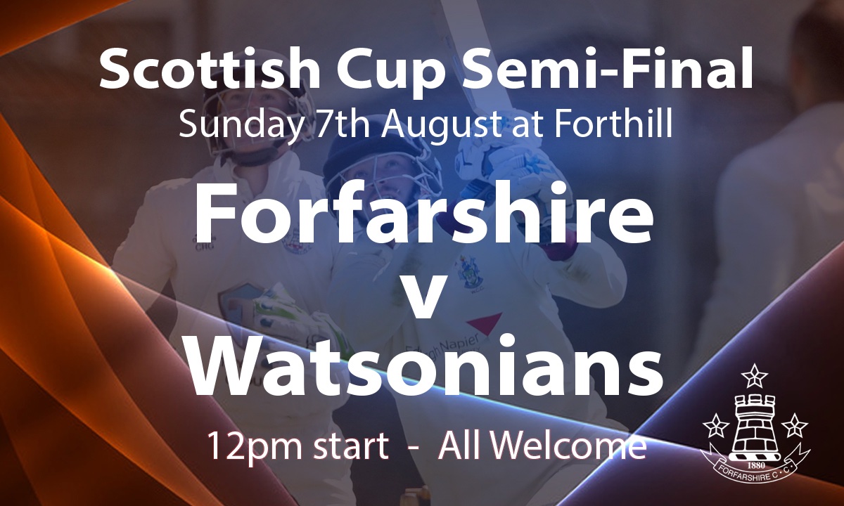 Forfarshire take on Watsonians at Forthill this Sunday in the semi-final of the Scottish Cup - we’re hoping for a big support, so come along to Forthill and enjoy the cup action! All welcome!