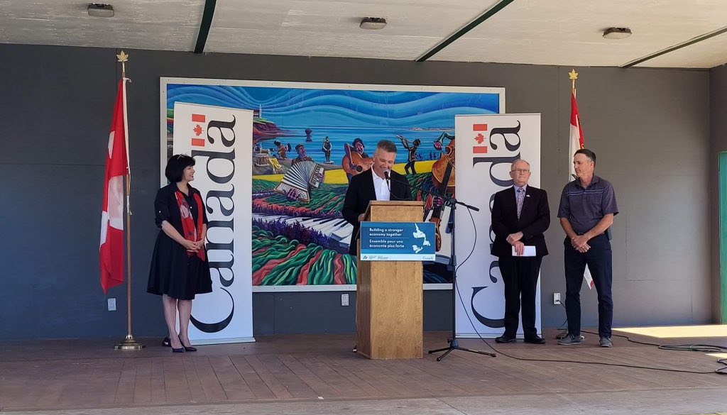 CornwallHeath's tweet photo. Great to be in @ktownpei Kensington this afternoon with my friend &amp; colleague @GinettePT to announce $248K for 4 revitalization projects in the area. By investing in public infrastructure, we’re strengthening our communities and rural sustainability #ruralpei #peipoli #community https://t.co/P1O7BTTSyI