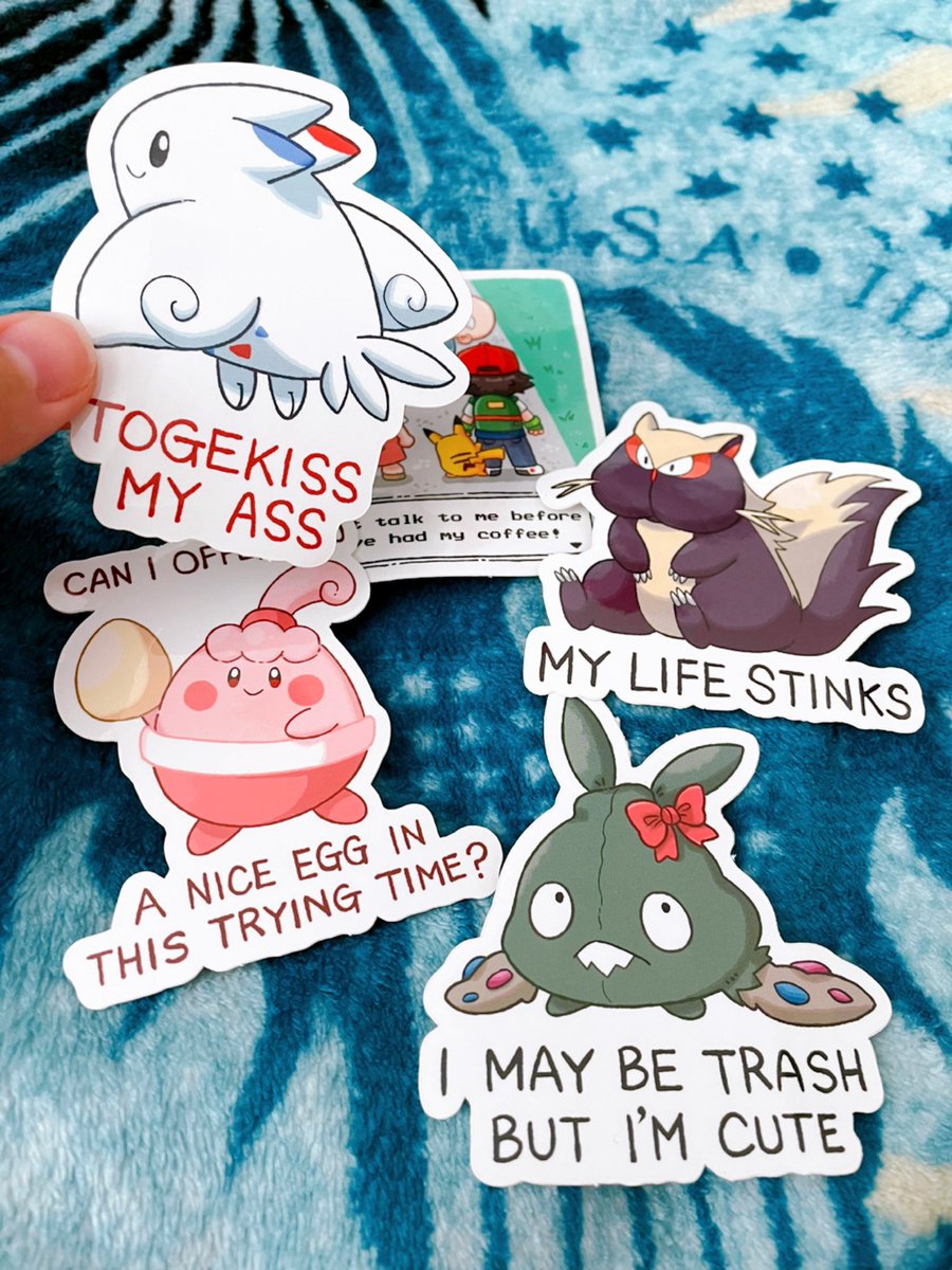 Aggressive Pokémon 1.0 (final run?) and my all-new 3.0 stickers will be available tomorrow in my shop at 12PM PT! 😘❤️✨ 