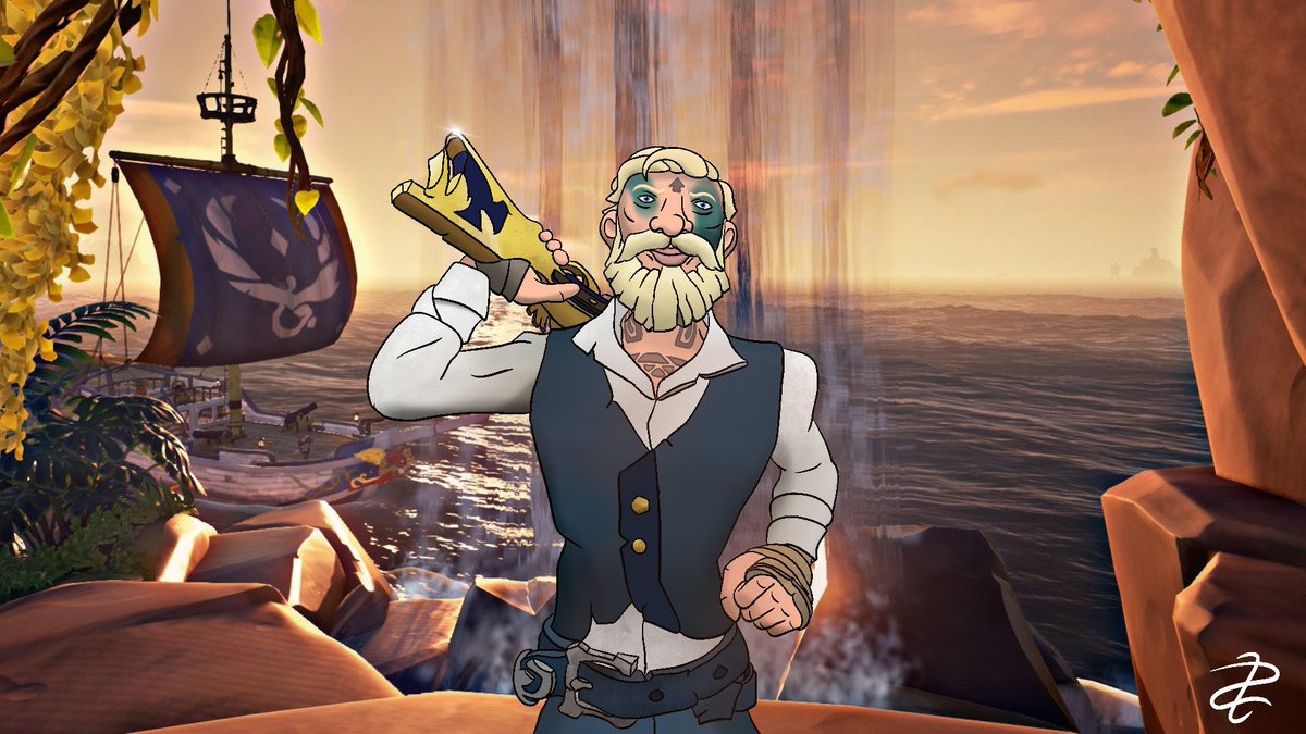 Look what <a href="/BigKitt10/">BigKitt10 Art</a> made for me 🥹 absolutely love it thank you so much! 💙 #SeaOfThieves