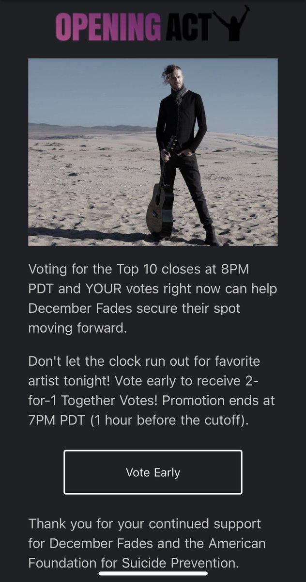 DecemberFades's tweet image. Hey guys, Top 10 round is over in a few hours! Your VOTES make this LIFE-CHANGING opportunity possible! VOTES are 2-for-1 for the next 2 hours. Thank you for helping me stay in the running!!🙌 
➡️ openingact.radio.com/2022/december-… ⬅️