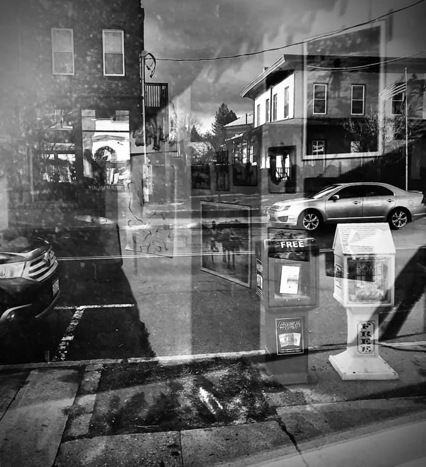 jmasseypoet's tweet image. Looking out of and into the coffee shop window simultaneously.