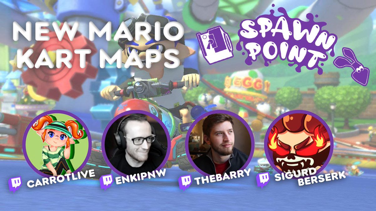 SpawnPointTV's tweet image. Excited for the new Mario Kart 8 DX maps? We are too! 🍄🏎️ 

Our Spawn Pointers are running some races tonight - why not join them? 🥳

twitch.tv/CarrotLive
twitch.tv/EnkiPNW
twitch.tv/TheBarry
twitch.tv/SigurdBerserk