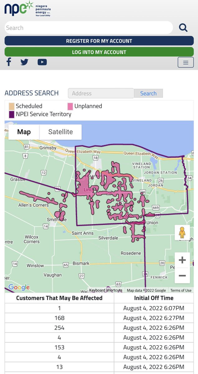A power outage has occurred in the Smithville / Beamsville area. Crews are working on restoration. Thanks for your patience.