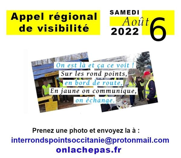 GJinterRdPtOcc's tweet photo. OPÉRATION VISIBILITÉ #GiletsJaunes INTER RONDS-POINTS OCCITANIE : https://t.co/j32jJOg5wj