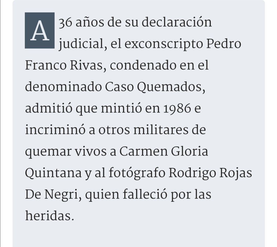 margotaguila's tweet photo. Casos Quemados : exconscripto asegura haber mentido e incriminado falsamente a militar.
Pronto sabremos reacción de la justicia.
Los chilenos deben saber que en muchas otras causas hubo testigos que falsearon hechos y culparon a inocentes. https://t.co/taZBJNaAdh
