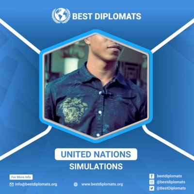 "Hello, I am Daniel Siaffa I have registered at Best Diplomat's United Nations Simulation in Bangkok, Thailand to join the biggest World Youth Gathering of Thailand. Join me and Delegates from 80 other Nations to discuss the most pressing issues plaguing our world <a href="/BestDiplomats/">Best Diplomats</a>