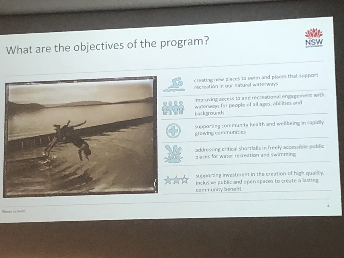 w_a_koon's tweet photo. So cool to learn about the NSW “Places to Swim” initiative today at the #WaterSafetySummit. 

Would love to see something like in California. @cawatersafety @CAStateParks  

More here: https://t.co/IYZquOYrUb https://t.co/0SO9eEPp6M