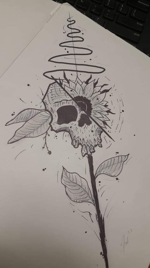 underscore89's tweet photo. I drew this. Not perfect but I like it.
#sometimesidraw
#skull
#flower https://t.co/x82gI4bTw4