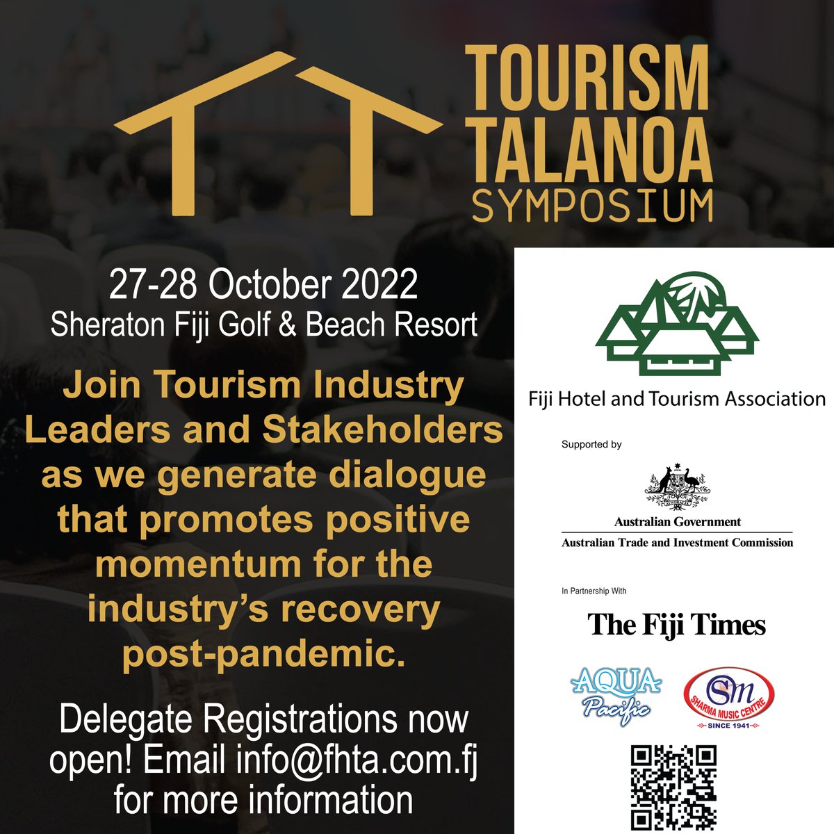 Join us at the first-ever Tourism Talanoa Symposium (27-28 Oct) centred around 'Working towards a Sustainable, Marketable, Agile, Resilient and Travel-ready (SMART) Industry.' The focus of the event is to provide operators with the opportunity to engage (1/3)