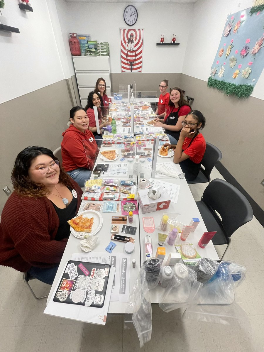 T3356 Target BayParkway Beauty Consultants August Product Knowledge Session. The team loves discovering and sharing product experiences with each other especially while enjoying 🍕🍕🍕 #teamworkmakesthedreamwork