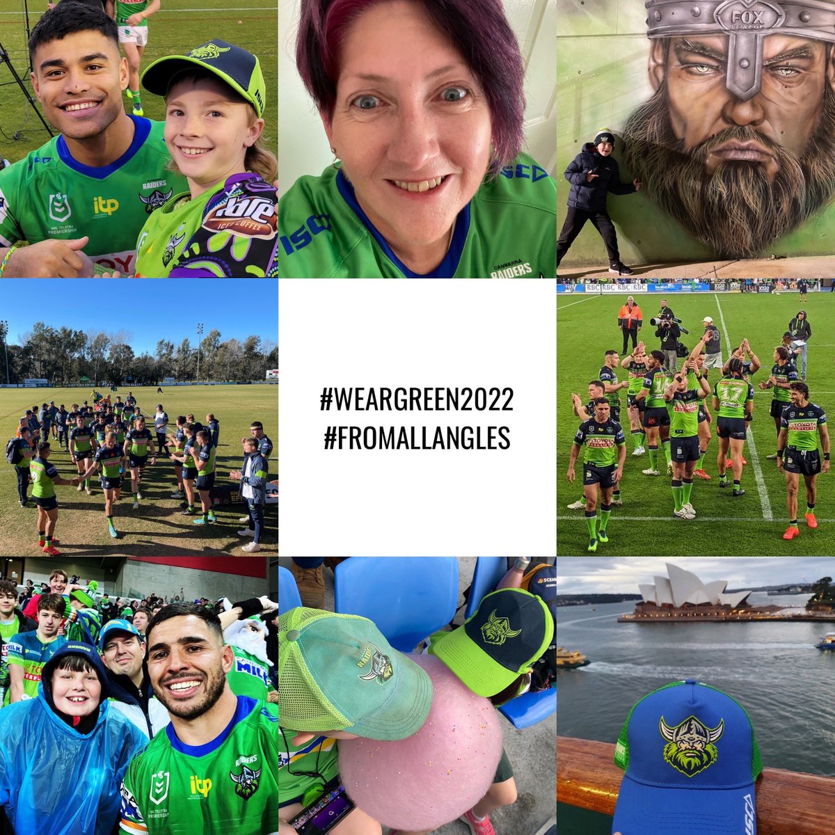 TheGHRaiders's tweet photo. Going to the #Canberra #Raiders’ clash with the Panthers or watching on 📺? Enter our #WearGreen2022 #FromAllAngles photo comp! Thanks to Jerseys Megastore and Gym Meals Direct for some great prizes! https://t.co/kxxZ2yS1Ca