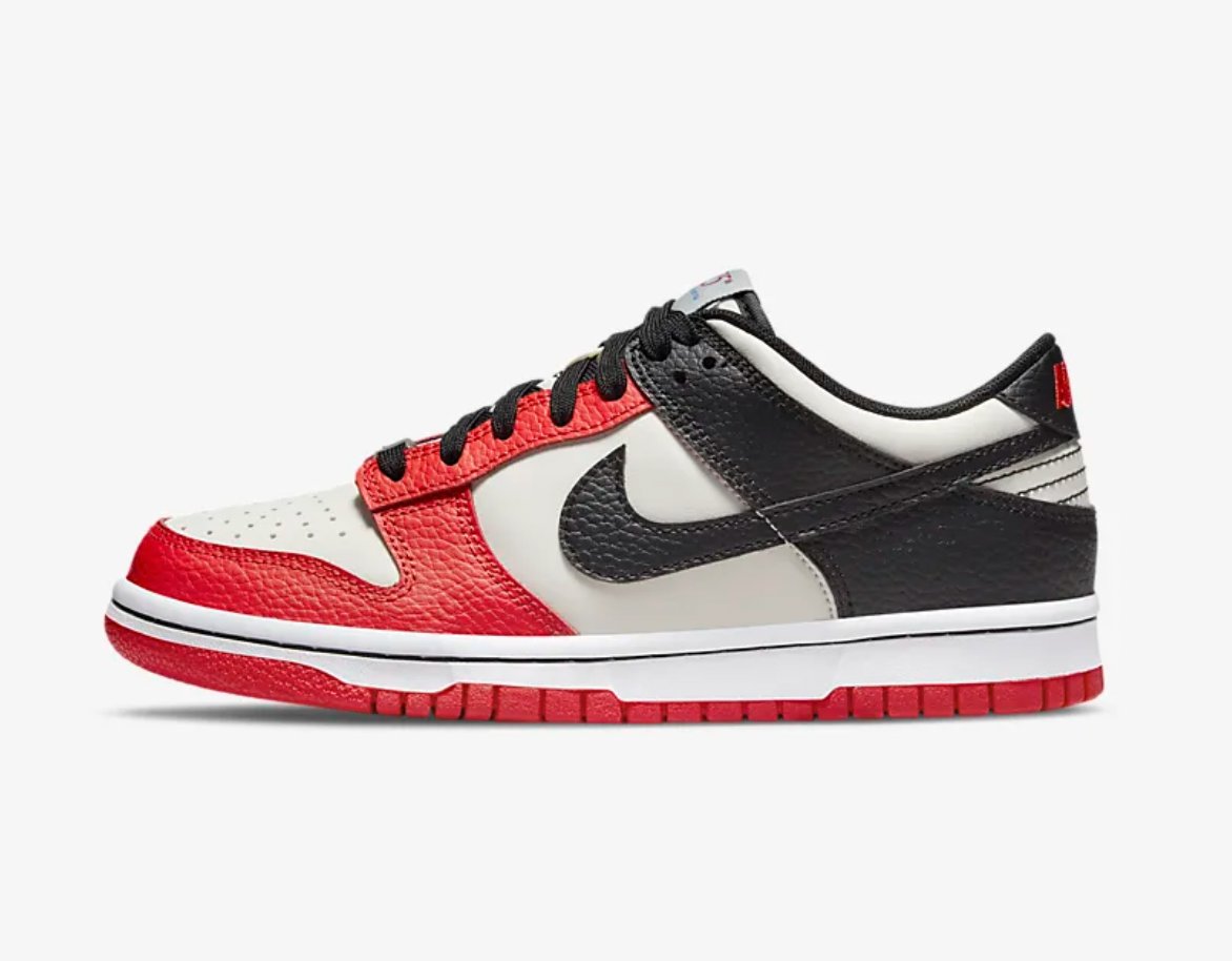 dunk low black red