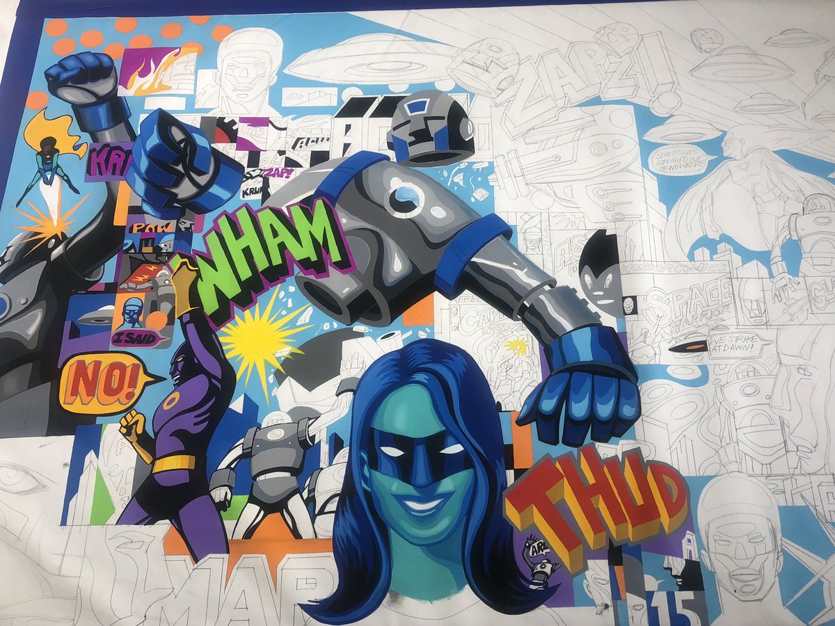 HaywoodRon's tweet photo. Work in progress. 40X66 Acrylic Gouache on canvas. https://t.co/778Tf1uiDm
