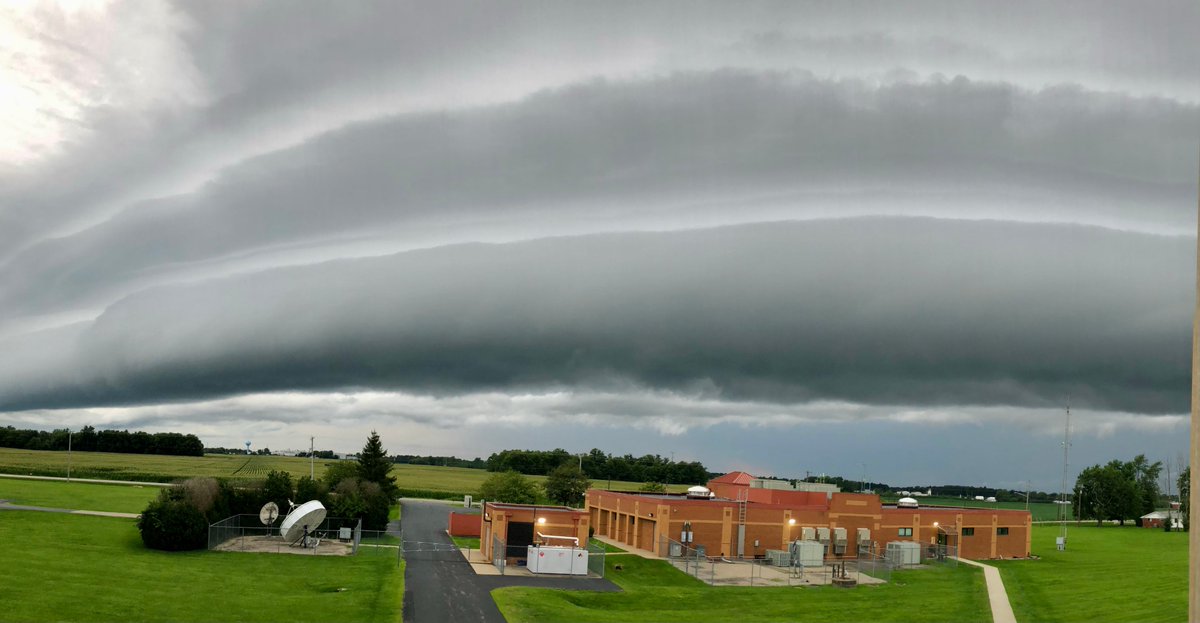 [7:45 PM] The storms across the Tri-State/Miami Valley initiated an outflow that produced quite a magnificent shelf/roll cloud that moved over our office here in Wilmington. This feature moved overhead with only a slight uptick in winds. Did you see this shelf cloud this evening?