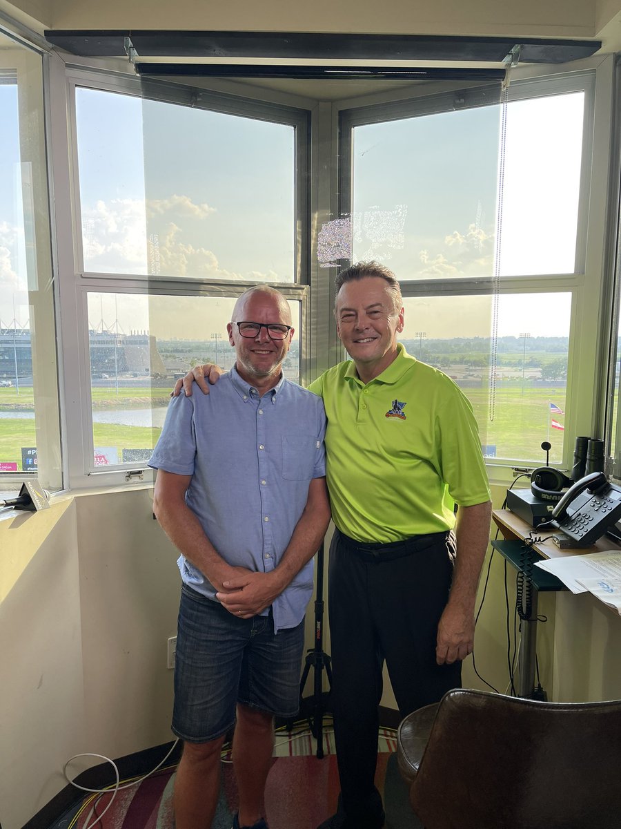 kenvoiceover's tweet photo. What a treat to have Swedish announcer Patrick Wickman call races tonight! @kenvoiceover https://t.co/ifH3JqYMiP