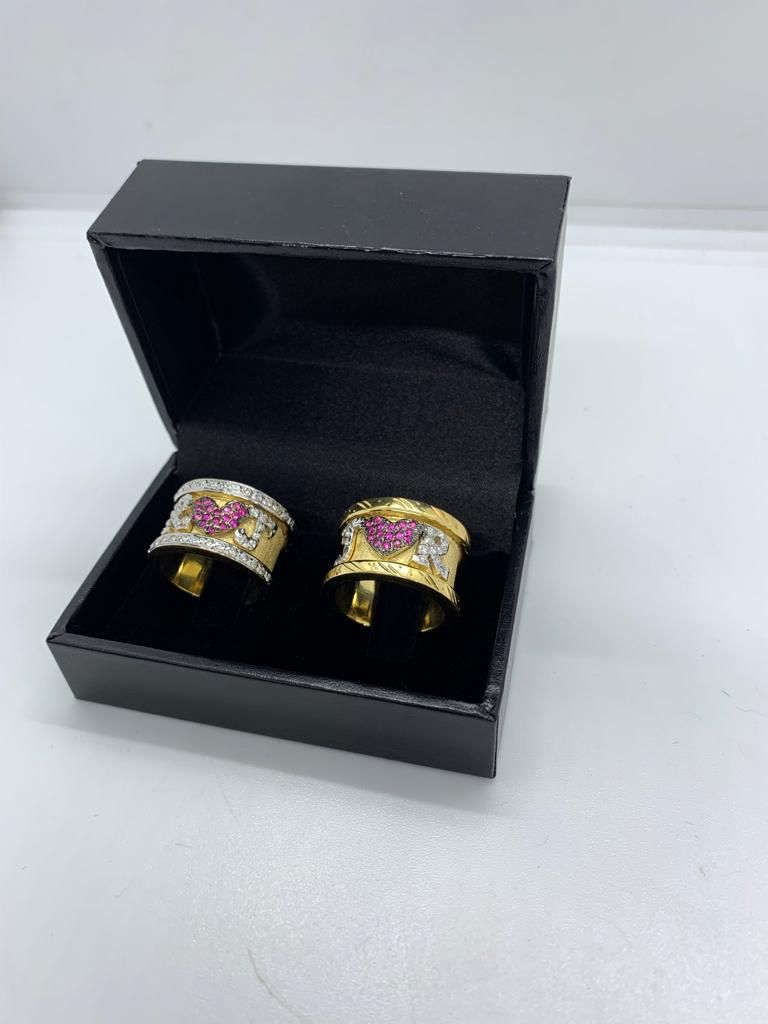 Par de Aliança em ouro 18k com banho de ródio!