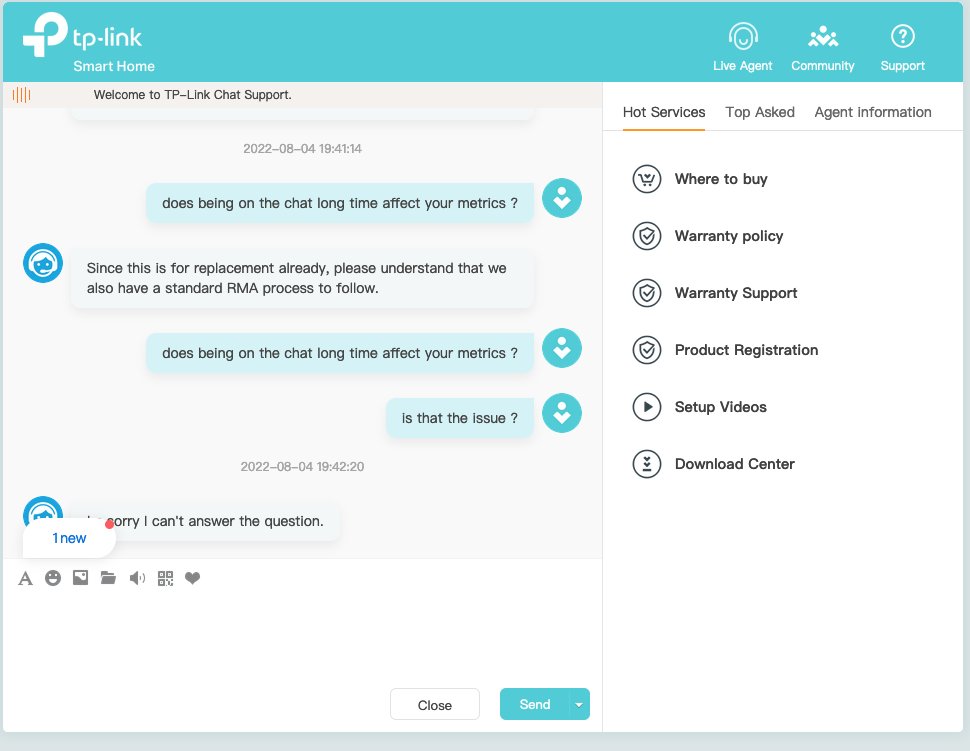 itsvidal's tweet photo. @TPLINK @TPLINKUS @TPLINKHelp  Worst customer support I ever had, 2 hours and nothing was solved. Keep getting excuses asking for information to get me out of the chat to not damage their metrics. https://t.co/tVRV3bkdzb