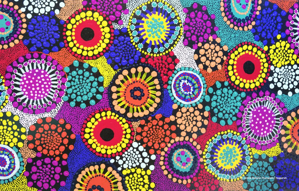 VACCHO_org's tweet photo. "Bushflowers" - by talented Yaggerah artist Jenine Godwin-Thompson 😍Jenine designed this as part of the #BeautifulShawlProject. Aunties and Tiddas in the Healesville area wrap, yourself in this beautiful shawl at your next breast check-up on Mon 8 August https://t.co/F6zC8us2iQ
