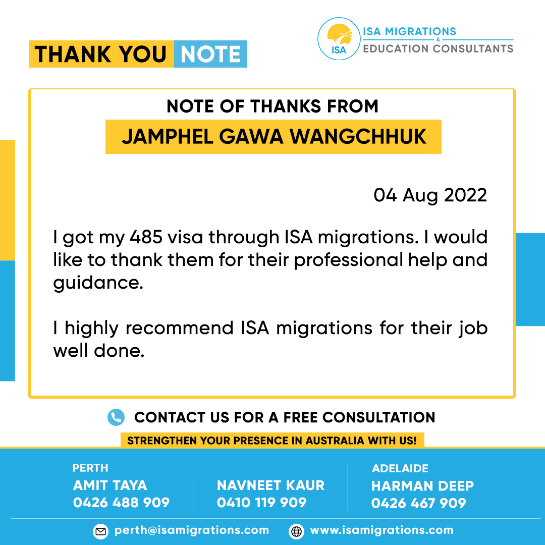 isamigrations's tweet photo. 🎉Congratulations!!!

♦ JAMPHEL GAWA WANGCHHUK on Successful Grant of Temporary Graduate #Visa485♦️

Thank you for choosing @isamigrations

Call us today to check your eligibility for #Visitorvisa🇦🇺
☎️+61 426 488 909

#visa #Migration #immigration #studentvisa https://t.co/Ed0C3Xkvol